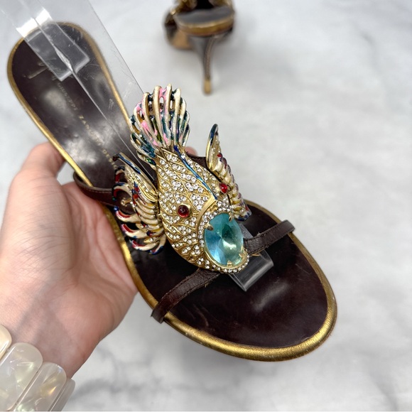 Giuseppe Zanotti Vintage Y2K Iconic Lionfish Embellished Sandal Heels Rare 38 - Picture 5 of 16